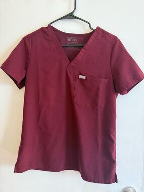 FIGS women’s  V-Neck Scrub Top - Burgundy